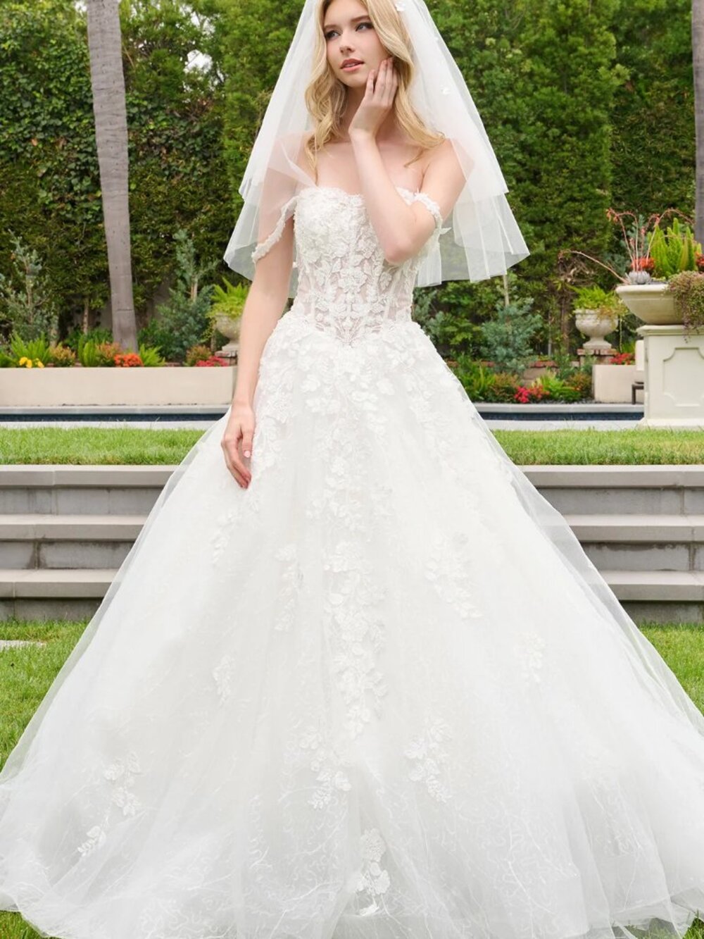 NEW OFF WHITE Sequin & Mesh Sweetheart Wedding Dress With Train GL3839